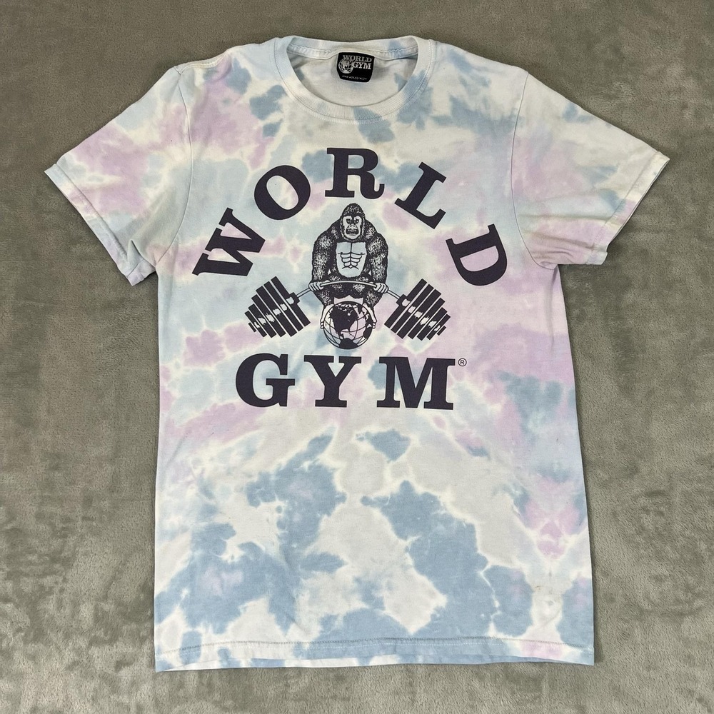 World Gym Shirt Mens Small Multicolor Tie Dye Gorilla Graphic Tee 90's